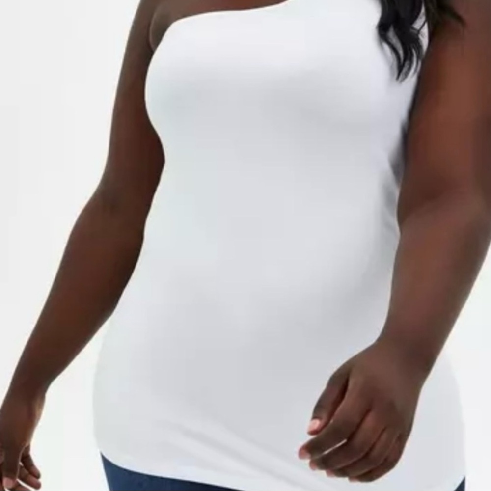 Torrid One-Shoulder White Tank Top